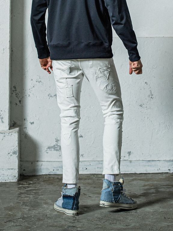 《予約11月17日19時締め》 MICK DENIM JERSEY / ジャージパンツ / ホワイトリメイク
