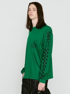 【予約品 8月10日(日) 締切 】CHECKER L/S T / チェッカー ロングスリーブ Tシャツ / グリーン×ブラック