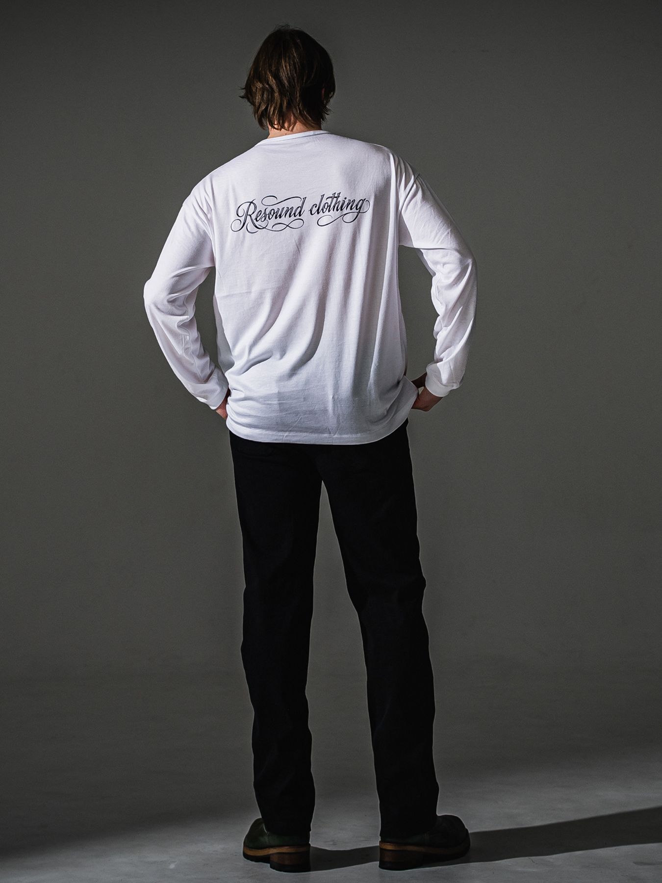 【予約品】PIN ST RC over longsleave Tee / ピンストライプロゴ オーバーサイズ ロングスリーブ Tシャツ / ホワイト