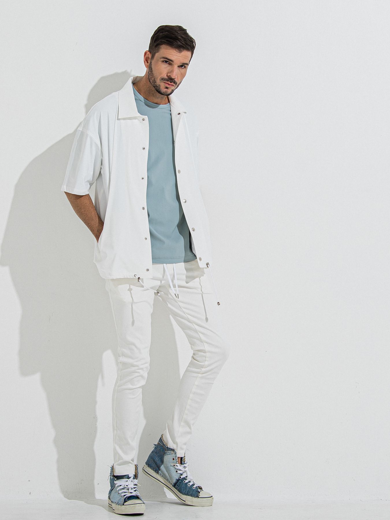 DENIM JERSEY CHRIS EASY TUCK PT / デニムジャージクリスイージータックパンツ / ホワイト