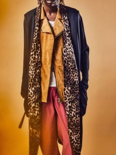 RayonTwill & Leopard Printed Satin Long Gown / ブラック×レオパード 【STRUM】