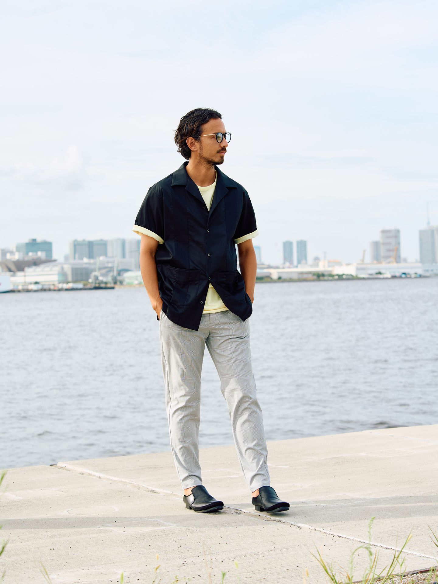 【予約品9月19日 10時締め】 slim easy slacks  / スリムスラックス / グレーチェック