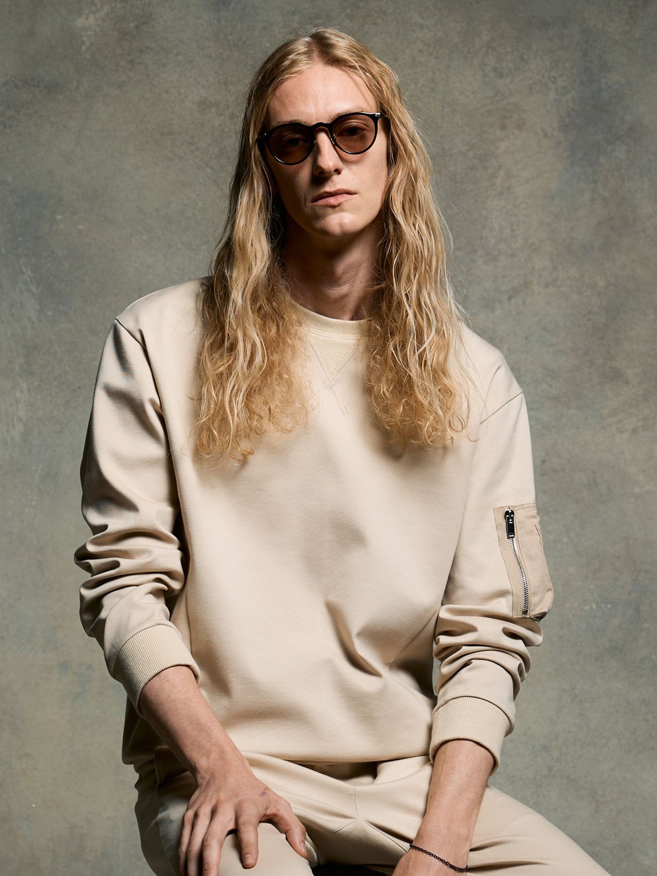 【予約品 9月23日(火) 締切】utility pocket sweatshirt / ユーティリティー ポケット スウェットシャツ / ライトベージュ