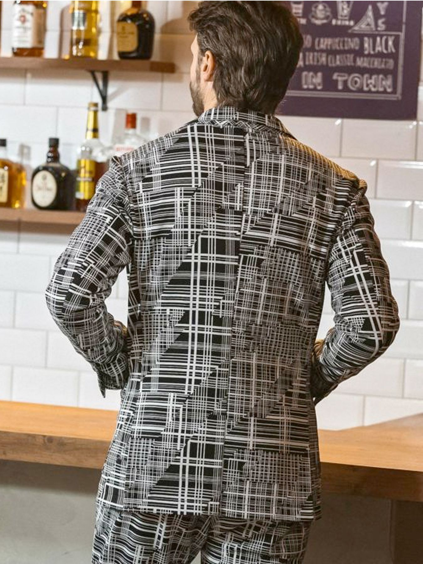 ジオメトリックダブルジャケット / ブラック