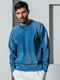 《予約11月17日19時締め》  DENIM JERSEY loose trainer / トレーナー / ライトインディゴ