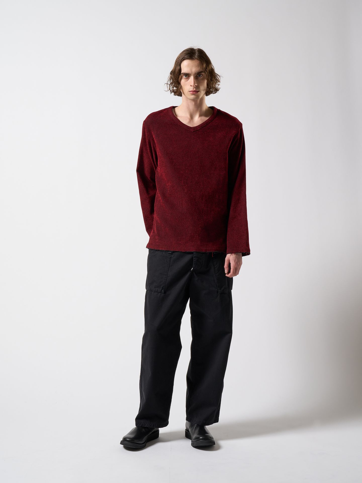【予約品】 V-neck pullover shirt / Vネックプルオーバー / レッド