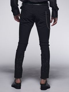《予約品》 SkinnySlacks / スワロ装飾スキニースラックス / ブラック 【kiryuyrik】 9月以降入荷予定