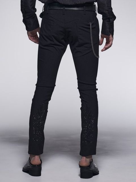 《予約品》 SkinnySlacks / スワロ装飾スキニースラックス / ブラック 【kiryuyrik】 9月以降入荷予定