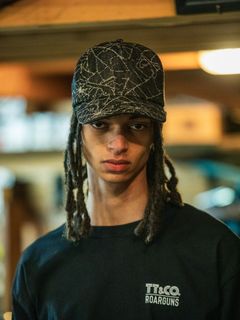 【予約品 3月9日(月) 18:00 締切】SPIDER JQ DENIM CAP / スパイダージャガードデニム ベースボールキャップ / ブラック