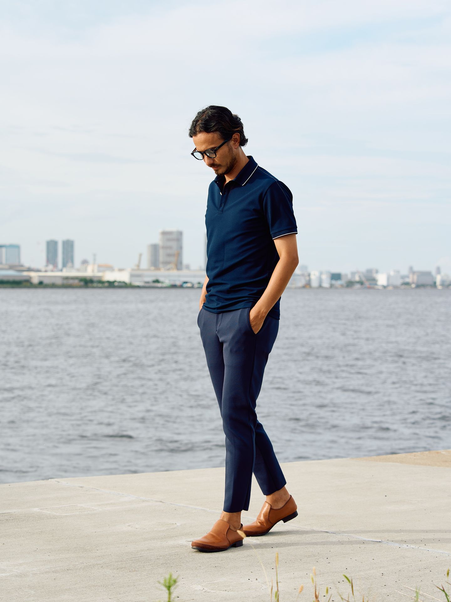 【予約品9月19日 10時締め】 function knit easy slacks  / スラックス / ネイビー