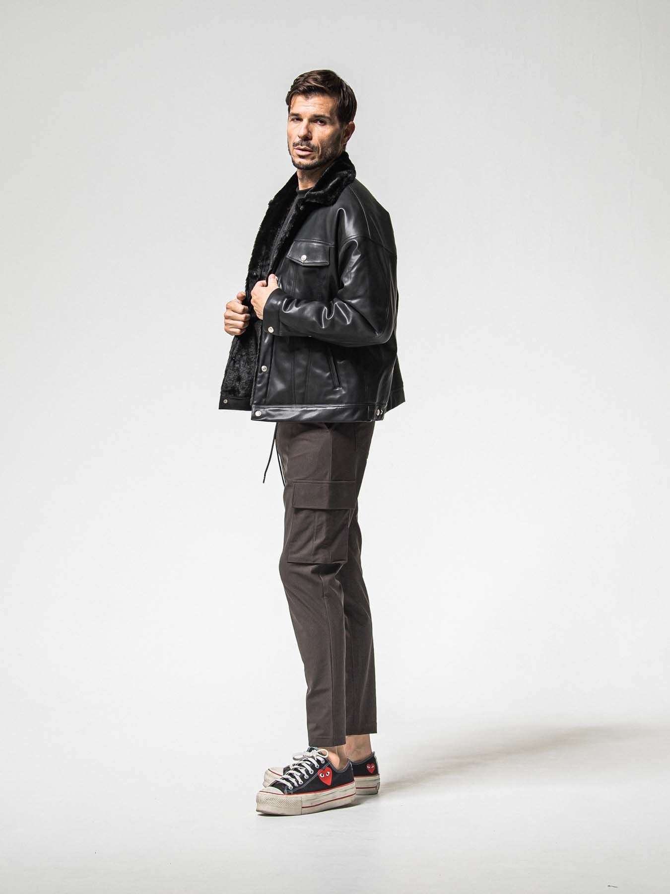 【予約品 8月31日(日) 締切】LEATHER FUR OVER G / レザーファーオーバーGジャケット / ブラック