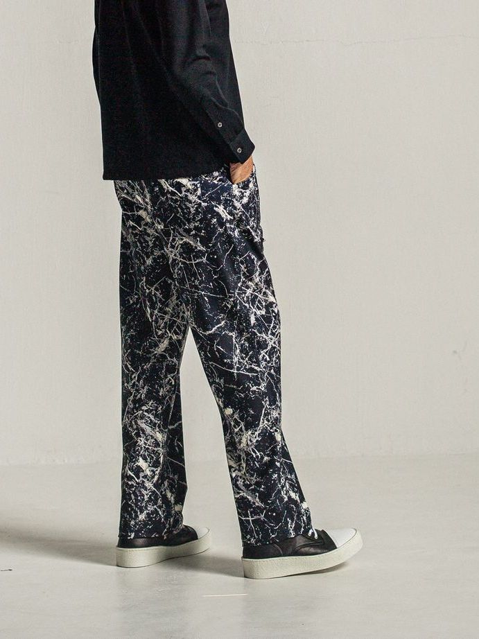 《予約9月1日18時締め》 MELTON WIDE TUCK PANTS  / ワイドタックパンツ / ペイントブラック