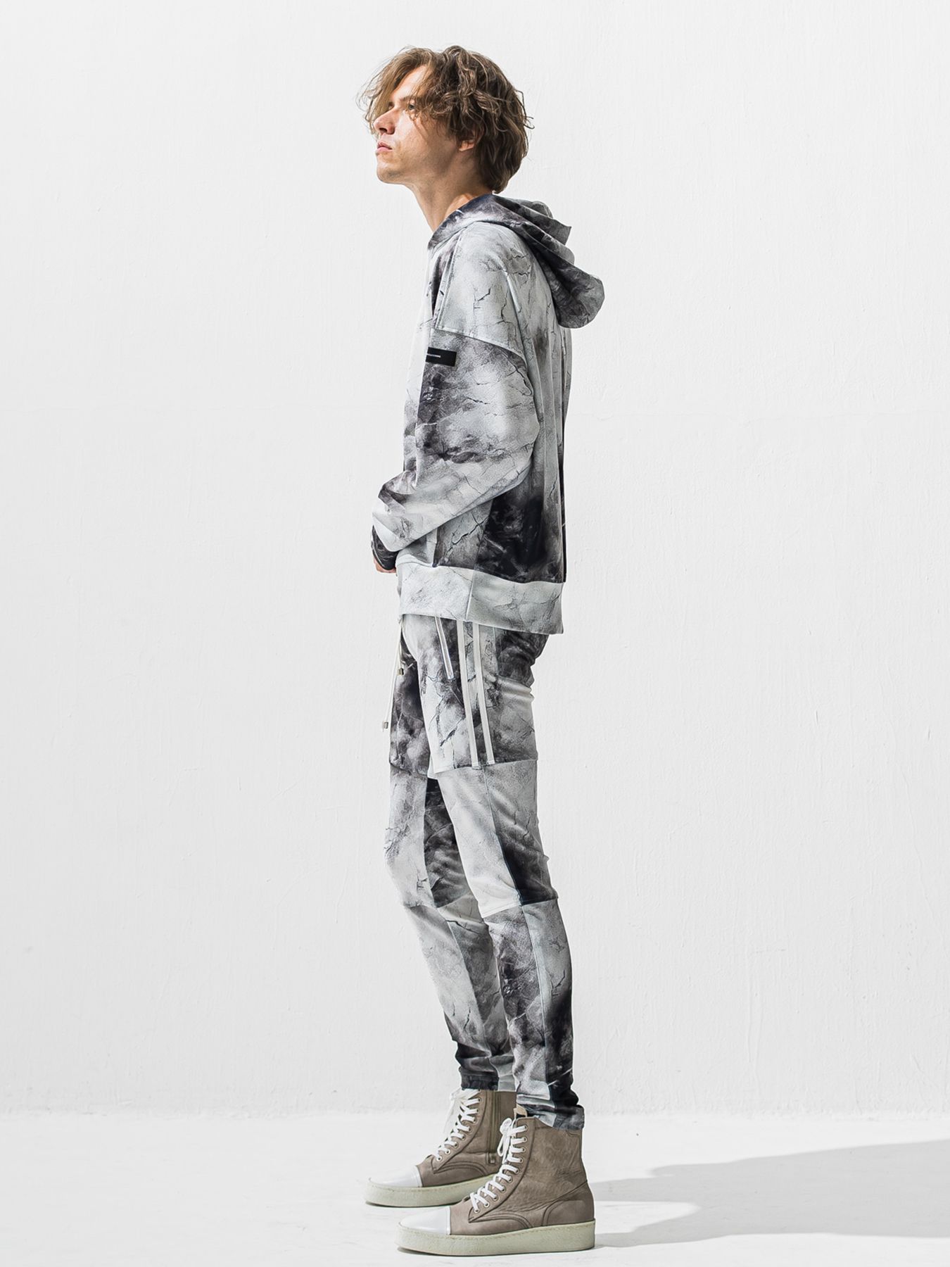【予約品 9月6日(日) 締切】OVER HOODIE / トリコット オーバーパーカー / マーブルホワイト