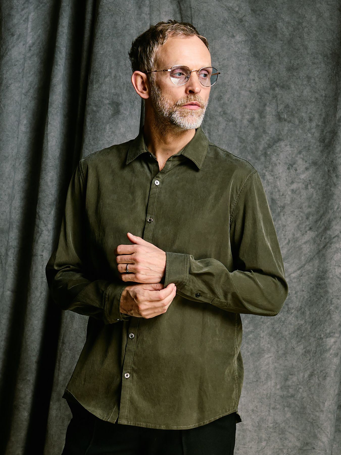 【予約品 4月19日(日) 18時締切】cupuro fibril dress shirt / キュプラフィブリル ドレスシャツ / フェードカーキ