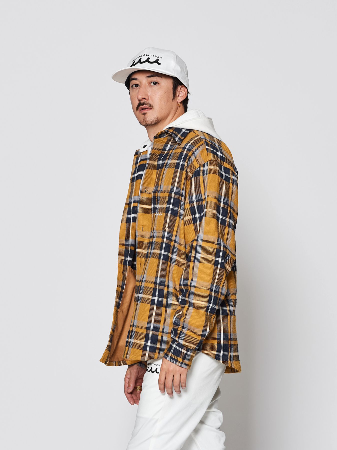 【予約品 】muta Hooded Flannel Shirts / フードシャツジャケット / イエロー【Acanthus × muta MARINE】