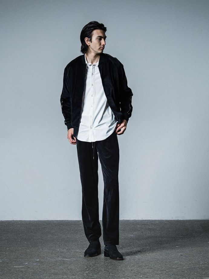 《予約品》 VELOUR SEMI WIDE PT  / ベロアラインワイドパンツ / ブラック