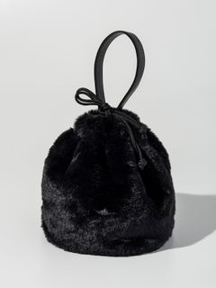FUR DRAWSTRING BAG / ブラック