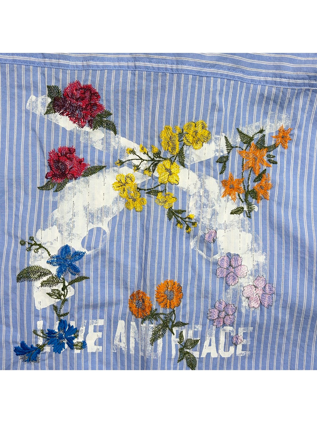 【予約品 8月23日(日) 締切】STRIPES SHIRT FLOWER / ブルー