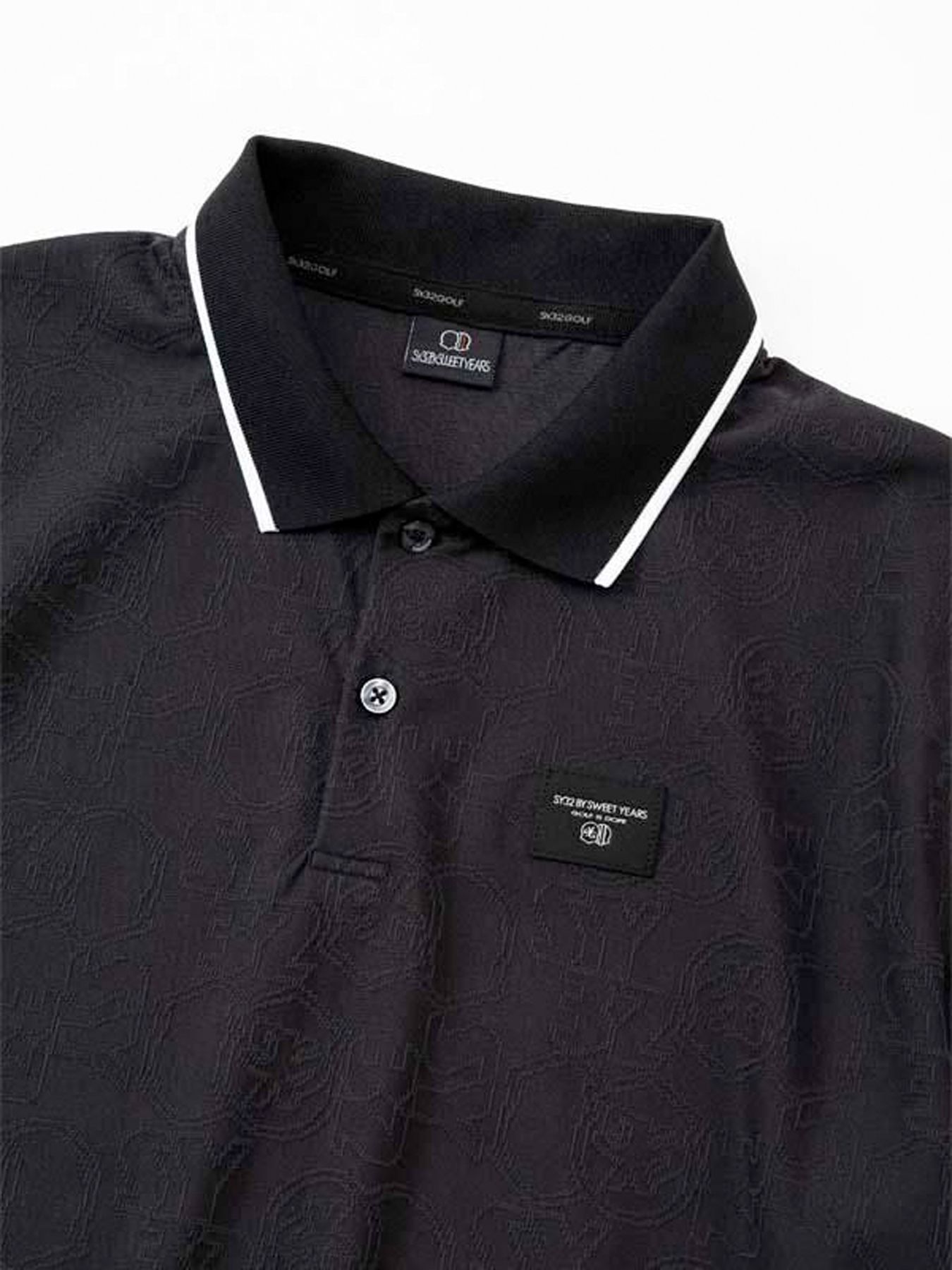 PIN JQ LINE POLO / ピンジャガード ライン ポロシャツ / ブラック【SY32 by SWEET YEARS GOLF】