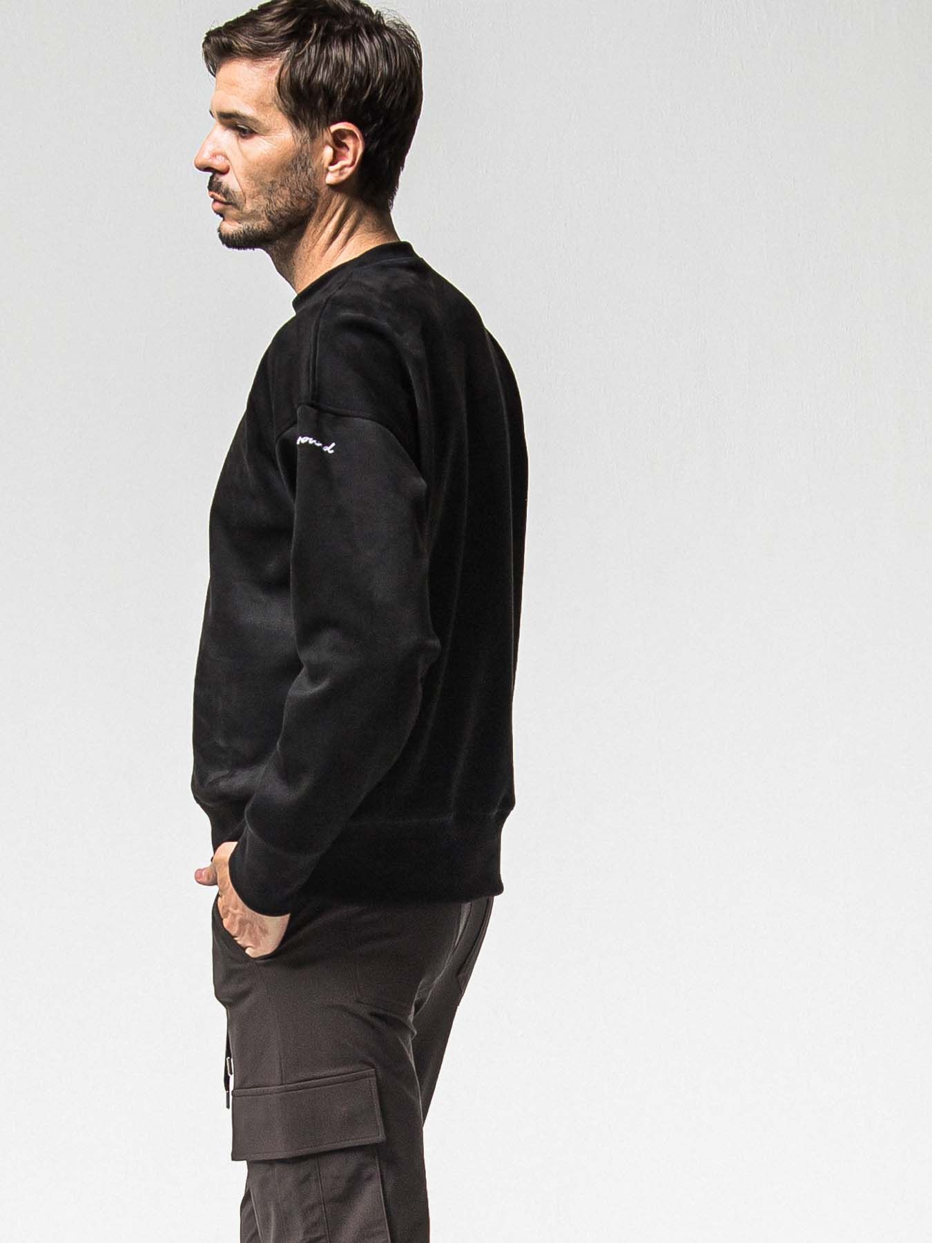 【予約品 8月31日(日) 締切】SUEDE DROP TRAINER / スウェード ドロップショルダートレーナー / ブラック