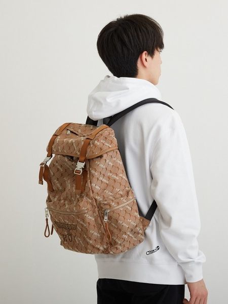 DOUBLE BUCKLE JACQUARD BACKPACK/ リュック / ブラウン