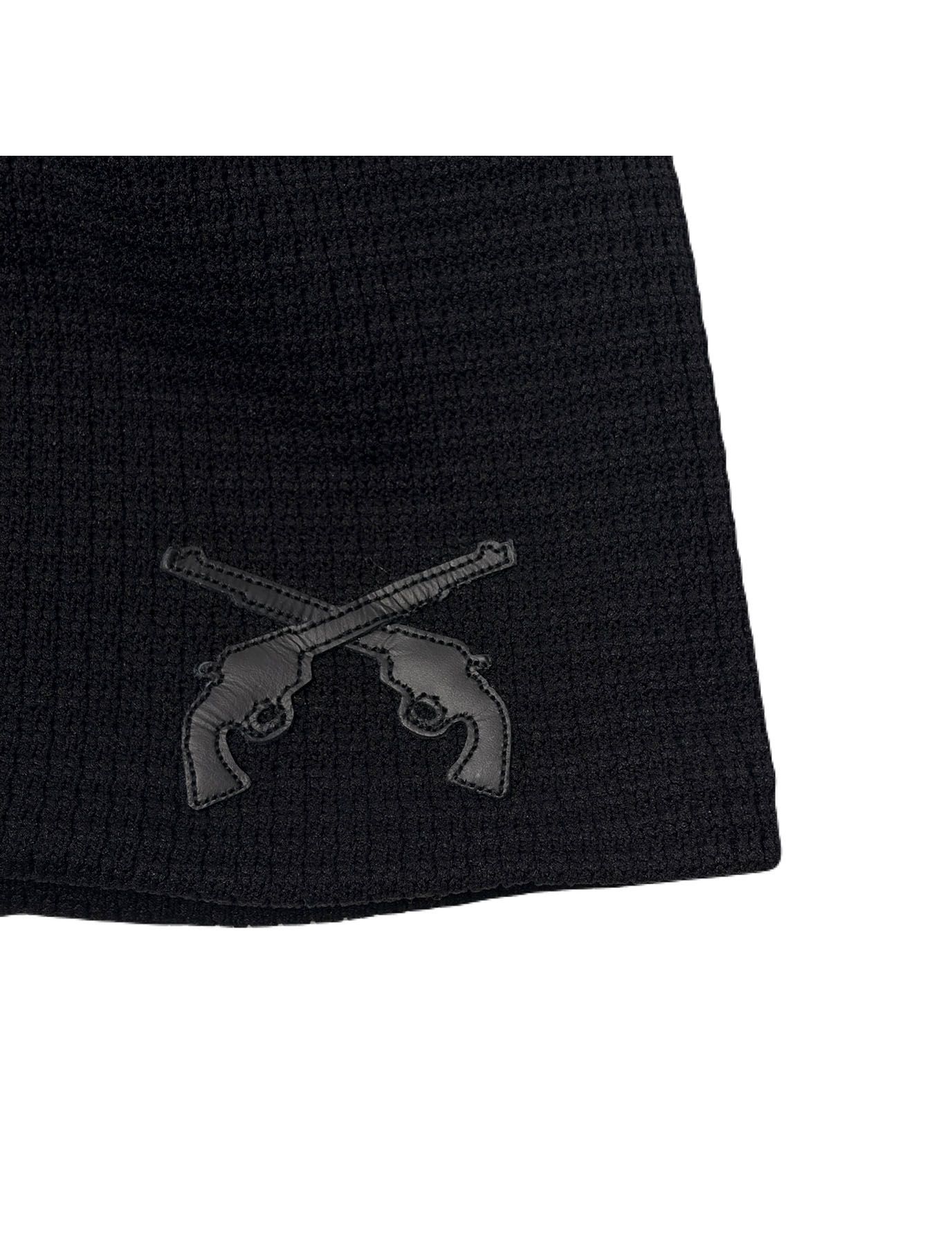 【予約品 3月9日(月) 18:00 締切】CROSSGUNPATCH BEANIE / クロスガンパッチ ビッグワッフルビーニー / ブラック×ブラック