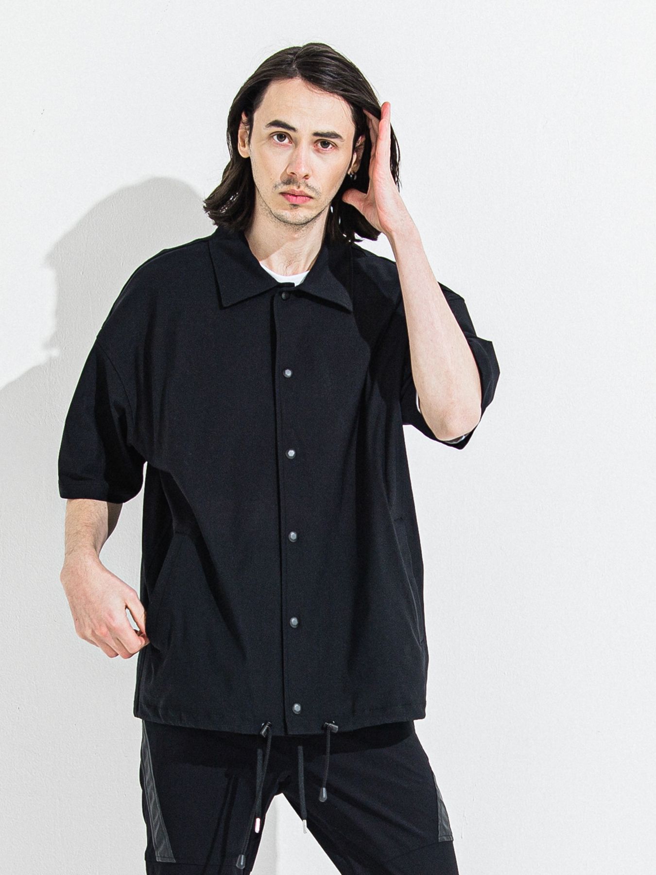 【予約品】NYLON HALF COACH JACKET / ナイロンハーフコーチジャケット / ブラック