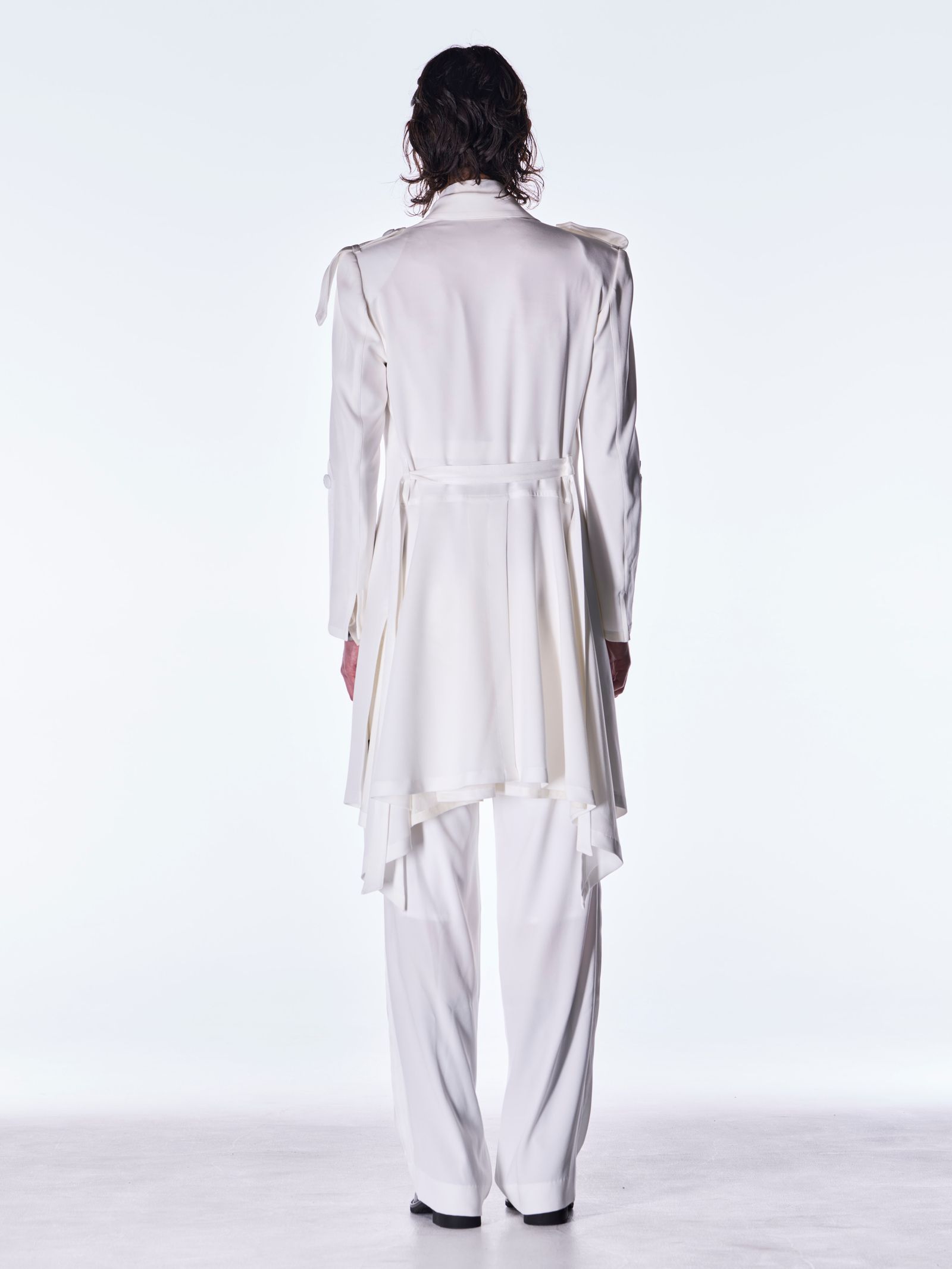 【予約品 6月29日(月) 締切】Back Satin Wide Slacks / ワイドスラックス / ホワイト