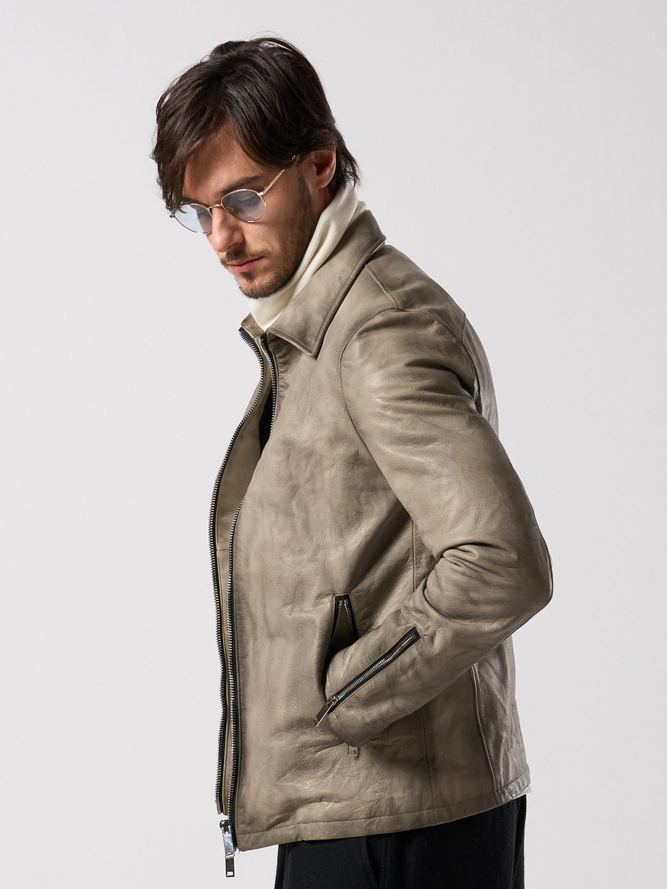 【予約品 4月19日(日) 18時締切】leather single riders / レザーシングルライダース / ダストベージュ