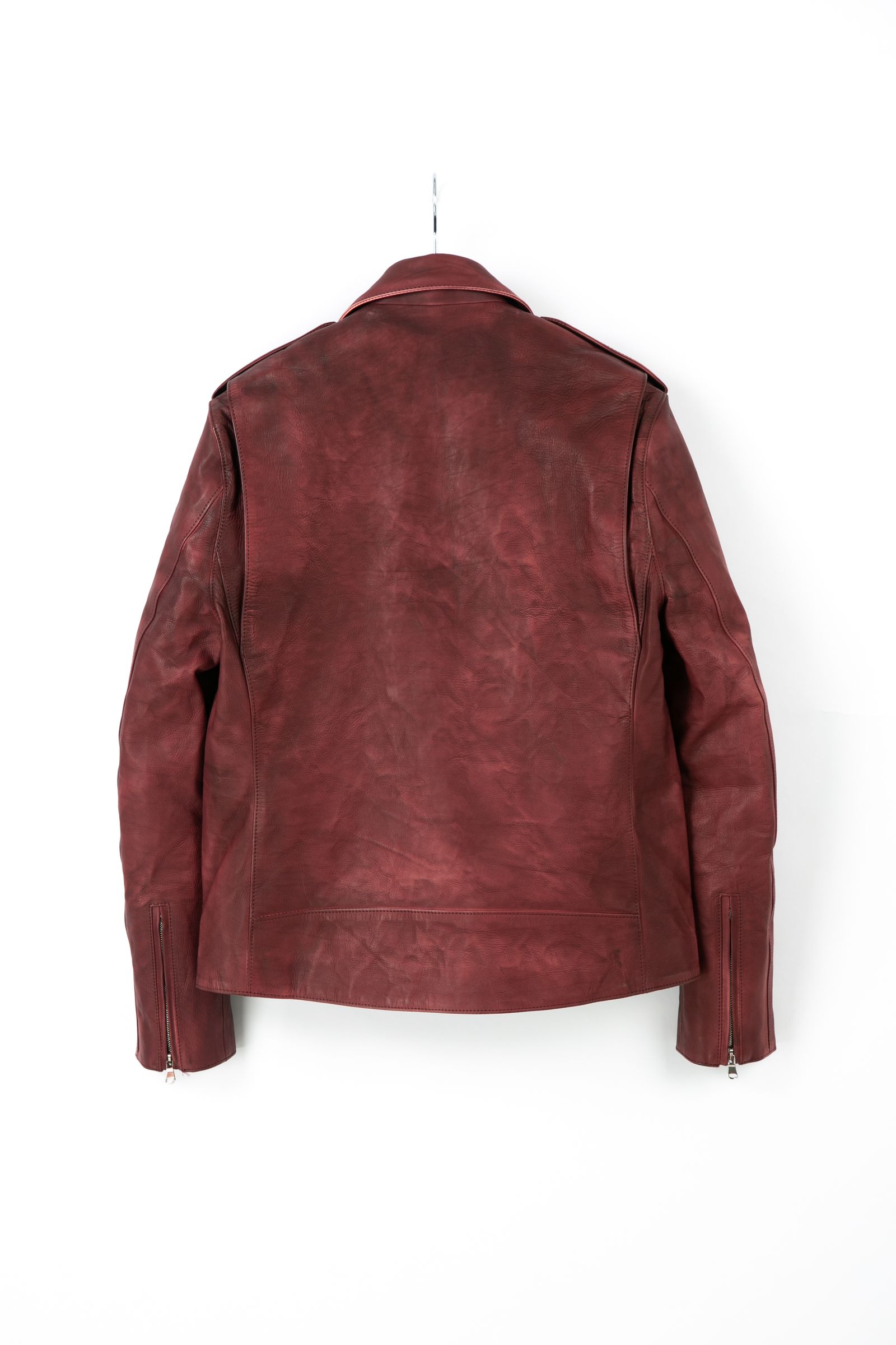 《予約品》フルタンニン鞣し ジャパンカーフスキン 燃焼製品染め ダブルライダース JOEY / BURGUNDY 【STRUM】 9月下~10月上旬入荷予定