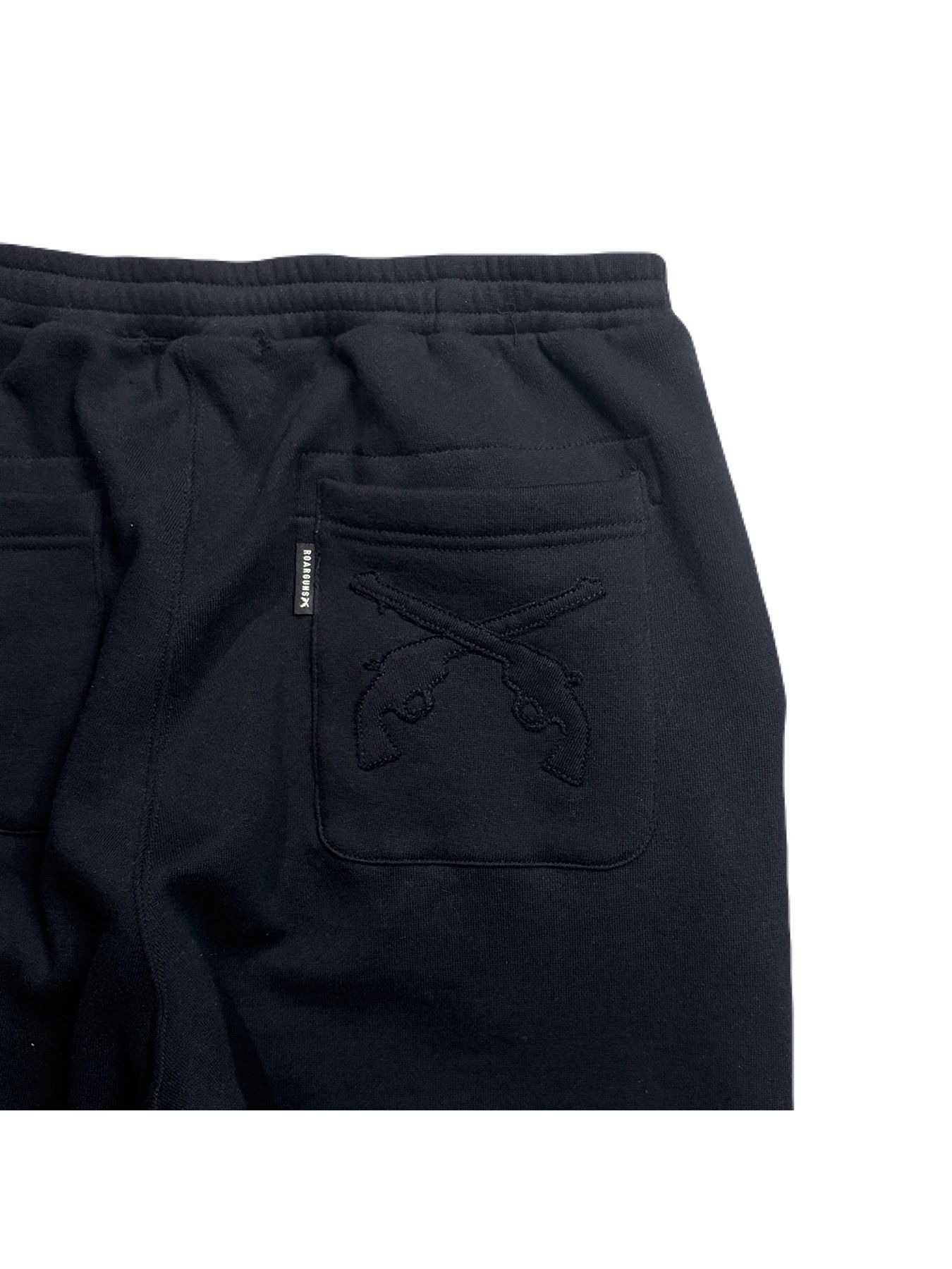 【予約品 3月9日(月) 18:00 締切】LEATHER PATCH PANTS / レザーパッチ スウェットパンツ  / ブラック