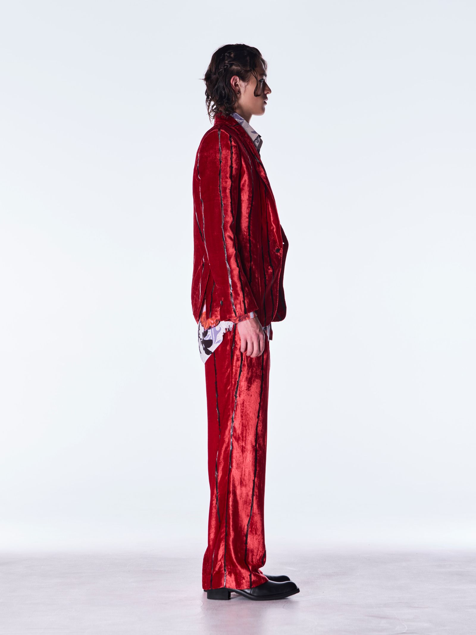 【予約品 6月29日(月) 締切】TOGE Velvet Wide Slacks / ベルベット ワイドスラックス / レッド