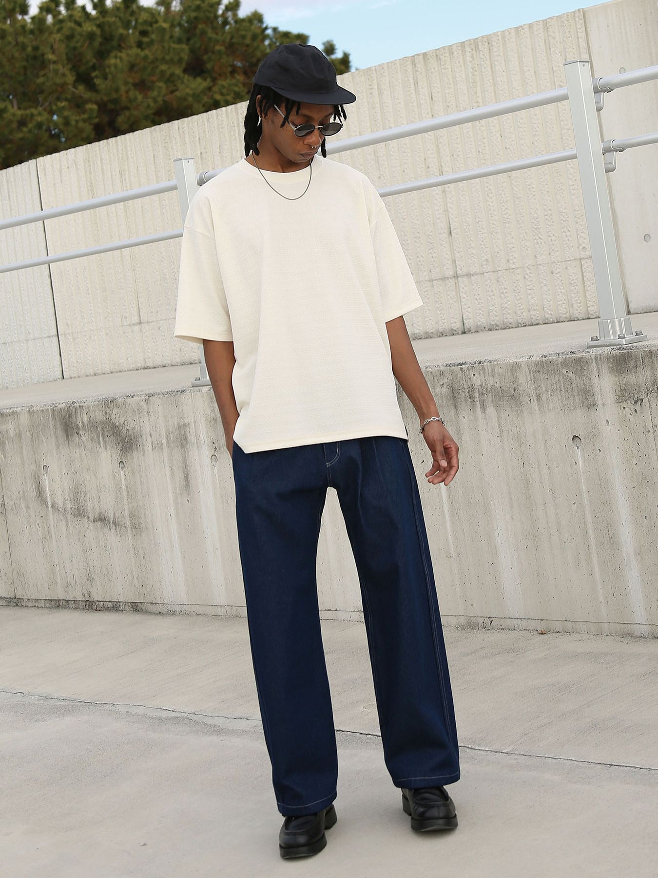 DENIM-MESH PANTS / インディゴ【QUOLT】