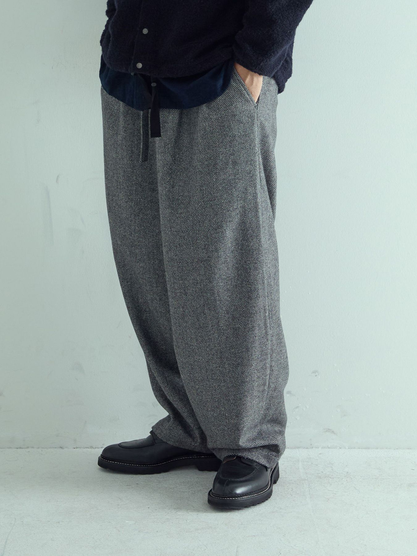 【予約品 】LOUNGECUT TORAUSERS / ワイドトラウザーズ / アイボリー×ブラック