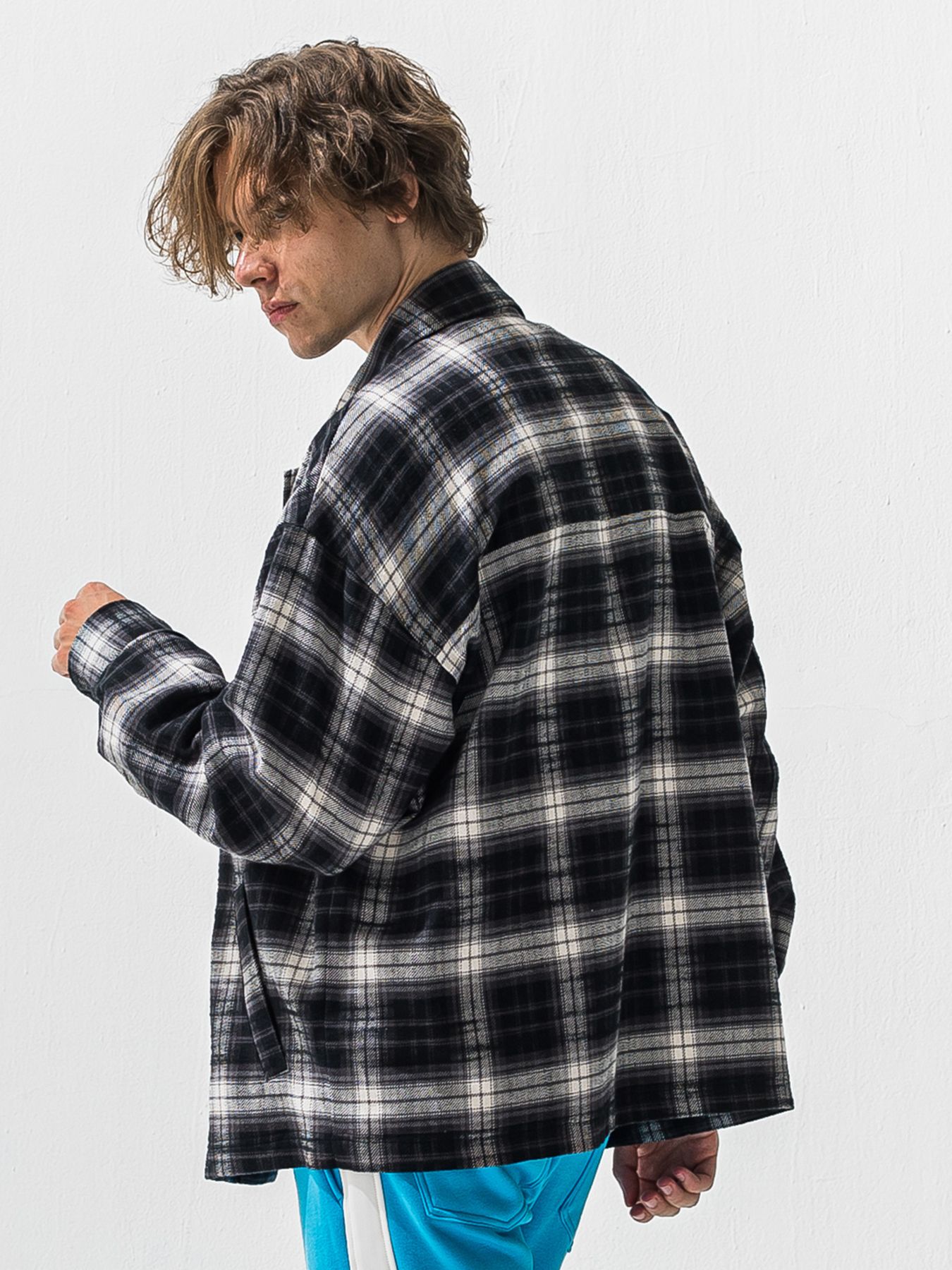 【予約品 9月6日(日) 締切】OLD SLUB CHECK JK / ヴィンテージ ネルジャケット / ブラック