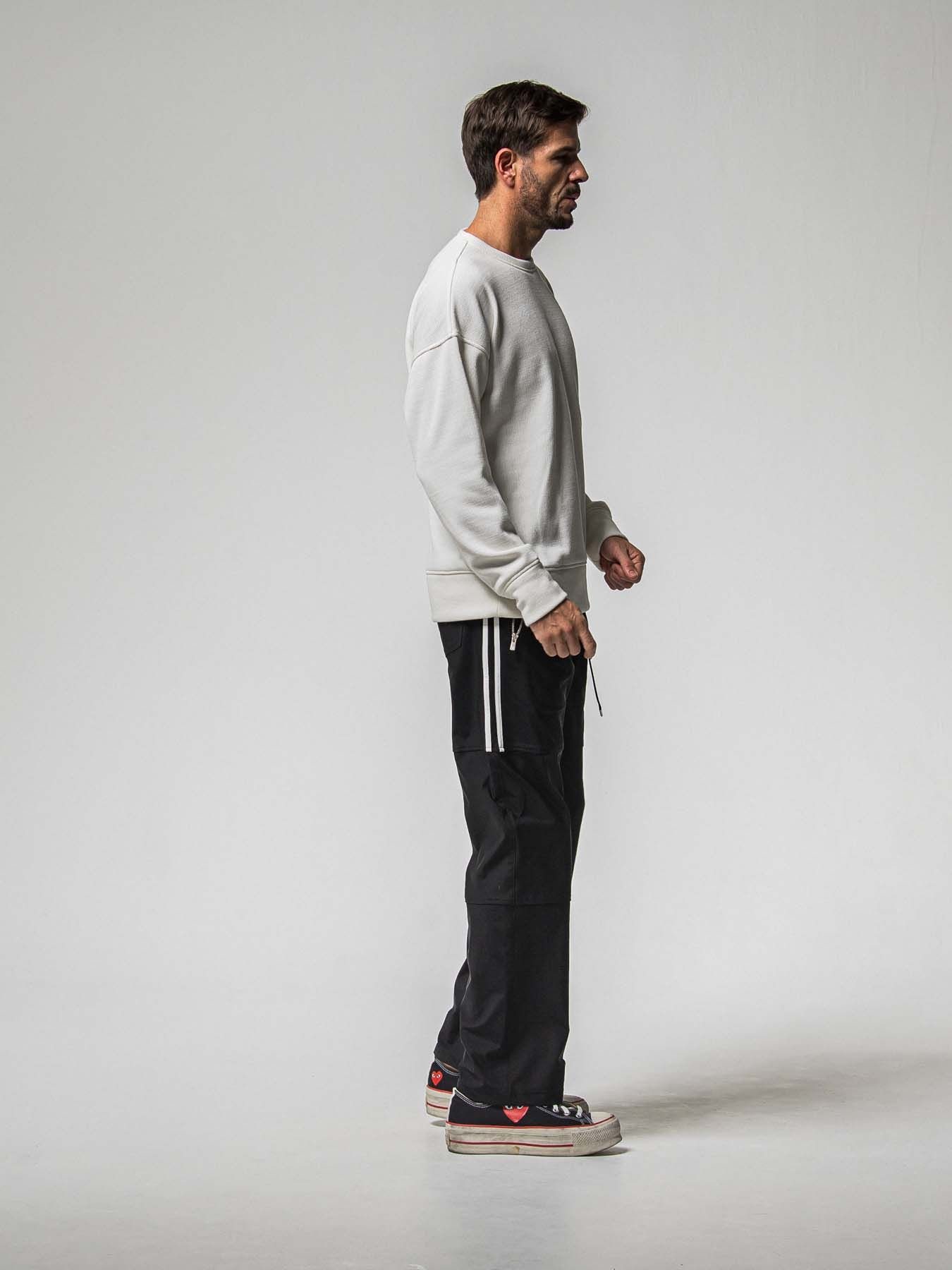 【予約品 8月31日(日) 締切】VELOURS FLEECE THERMAL LOOSE TRAINER / ベロアフリース サーマル ルーズトレーナー / ホワイト
