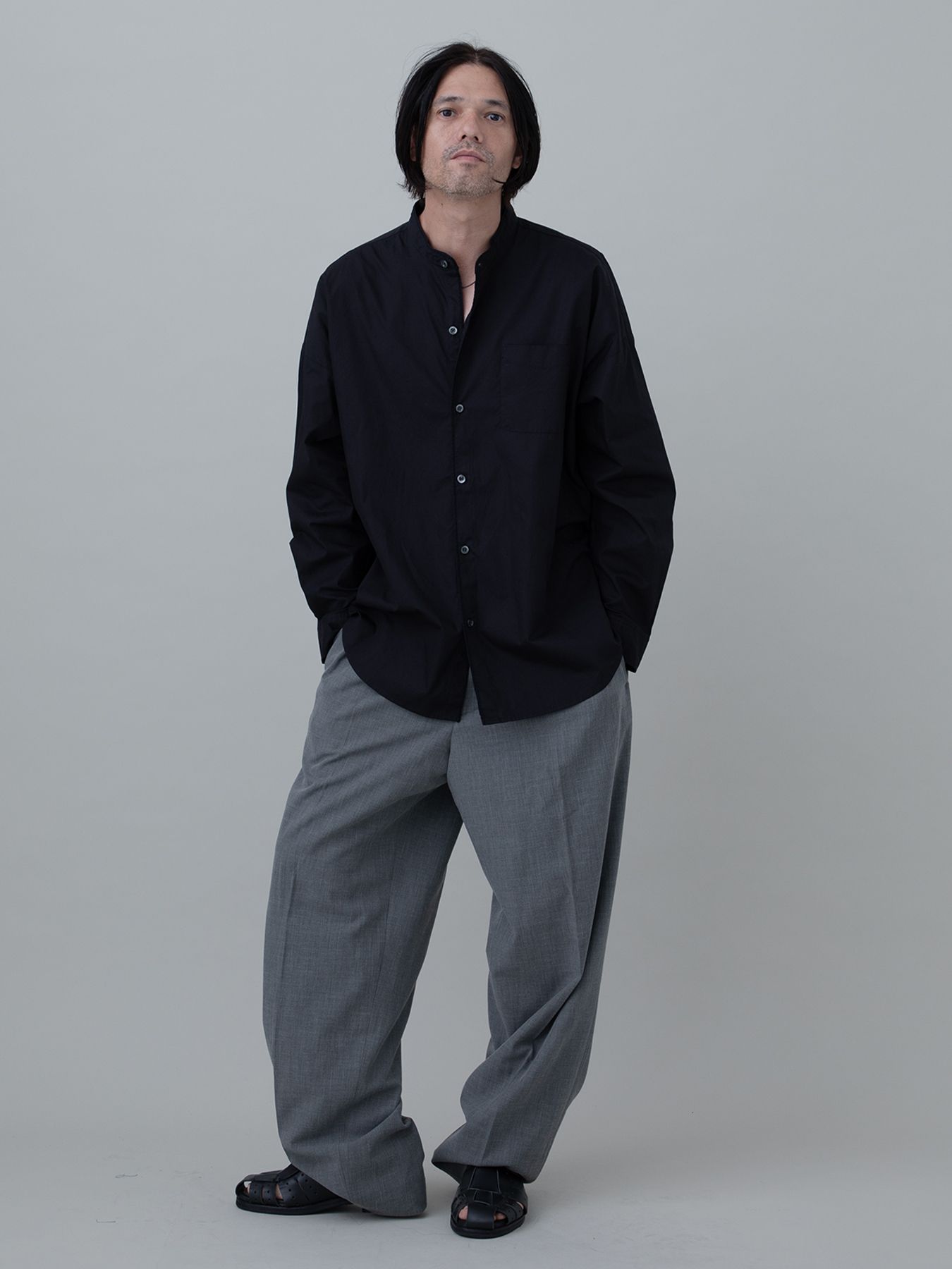 【予約品 11月23日(日) 締切】STITCHSHITS / スタンドカラーシャツ / BLACK