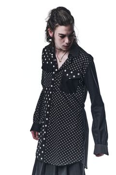 《予約品》 GatherSleevesShirts シャツ CrazyDotLoan / Black 【kiryuyrik】 7月入荷予定