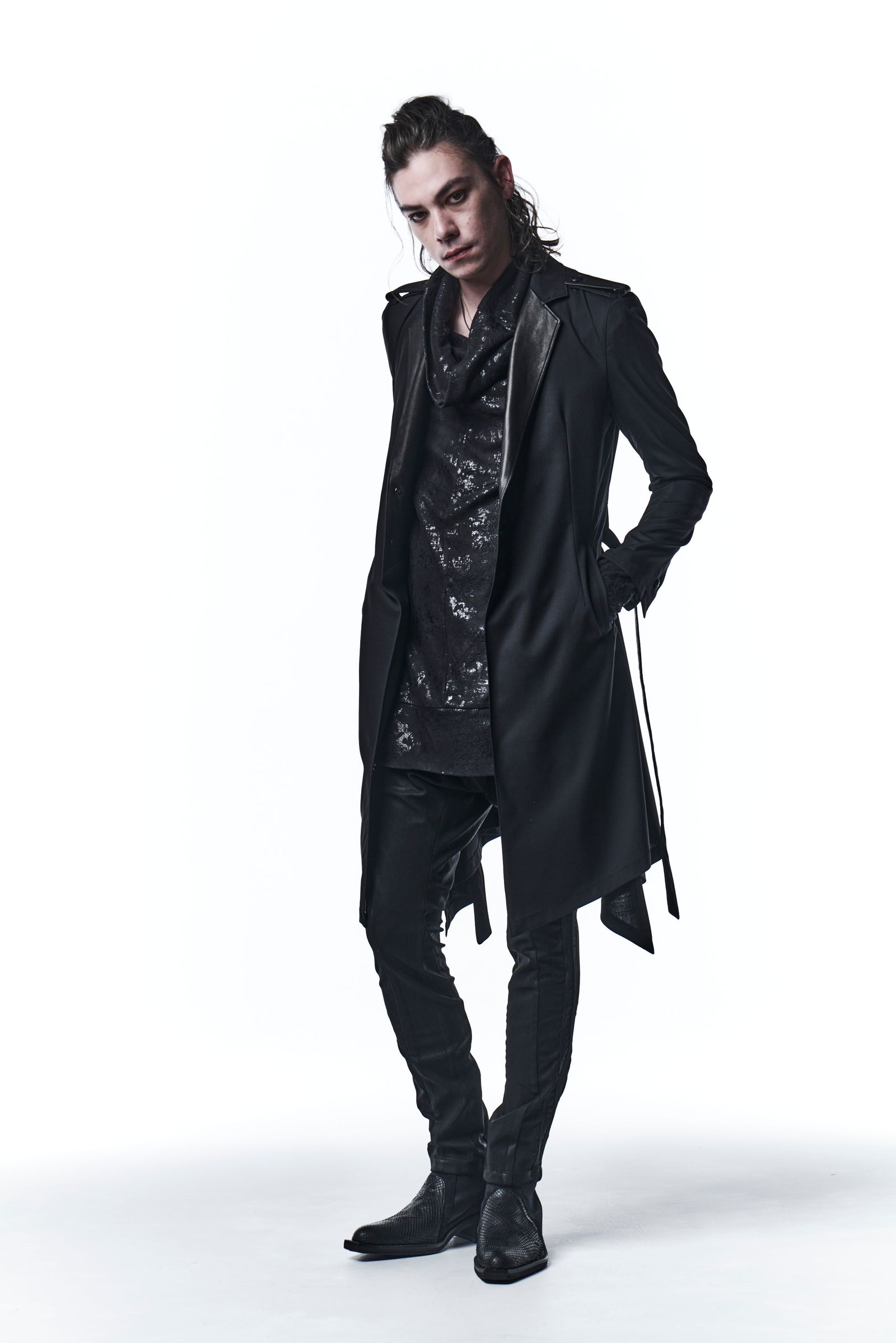 《予約品》 LeatherCombiFlareJacket テーラードジャケット TWS Tropical / Black 【kiryuyrik】 7月入荷予定