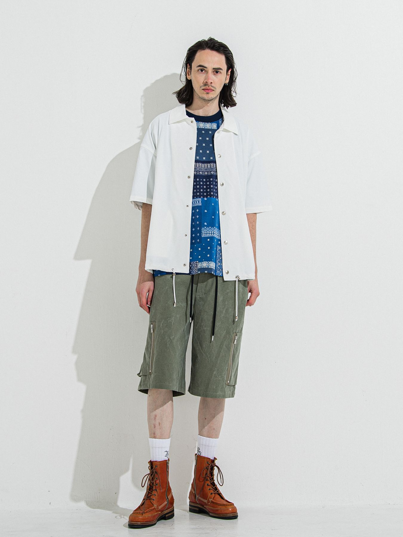 【予約品 】NYLON HALF COACH JACKET / ナイロンハーフコーチジャケット / ホワイト