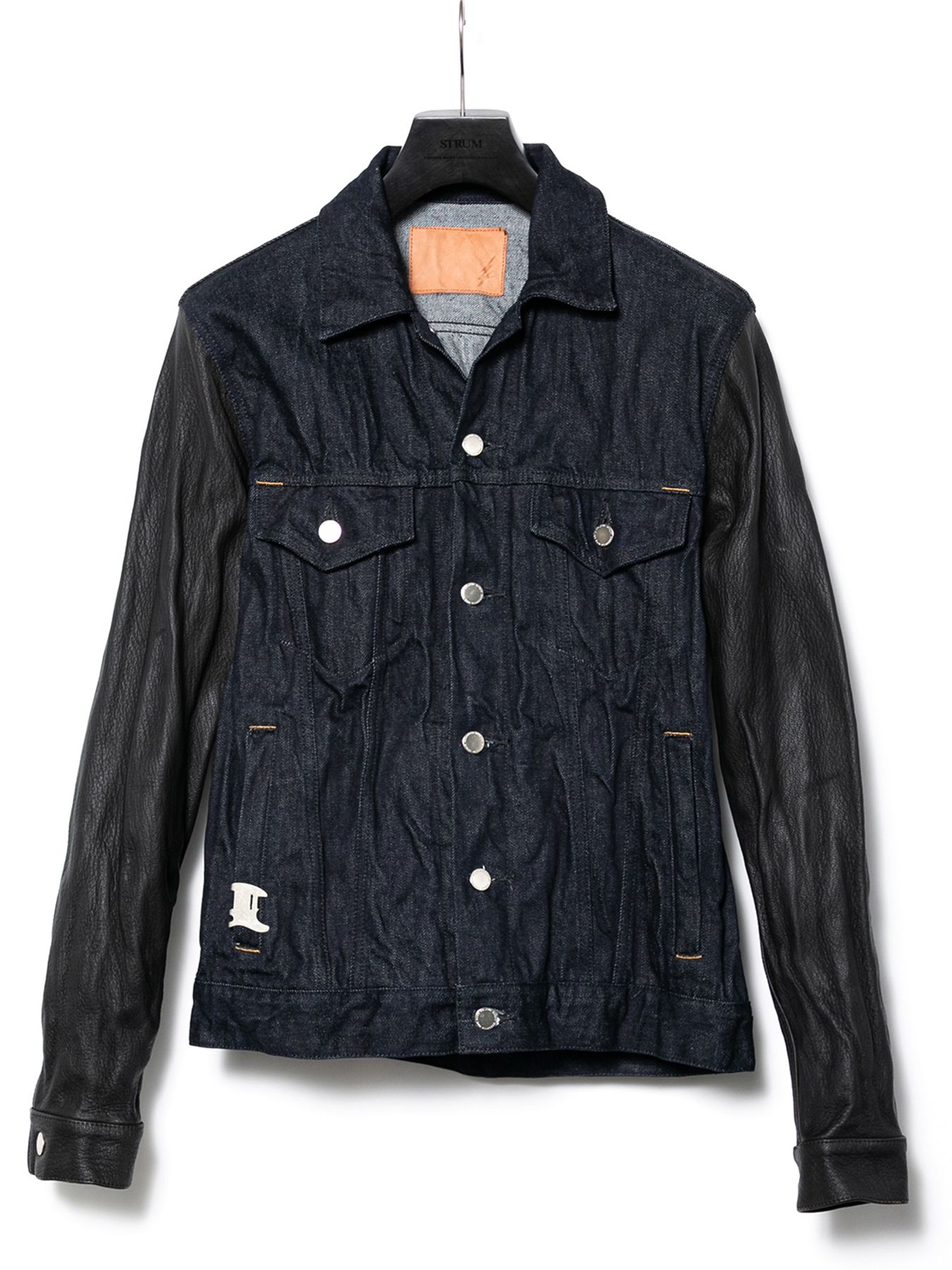 【予約品 10月12日(日) 締切】14oz Deep Blue Heavy Selvage Denim Leather Sleeve G Jean Blouson / 14oz ディープブルー ヘビーセルヴィッチ デニム 袖革 Gジャン / BLITZ / インディゴ（ワンウォッシュ）
