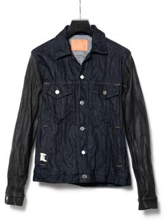 【予約品 10月12日(日) 締切】14oz Deep Blue Heavy Selvage Denim Leather Sleeve G Jean Blouson / 14oz ディープブルー ヘビーセルヴィッチ デニム 袖革 Gジャン / BLITZ / インディゴ（ワンウォッシュ）