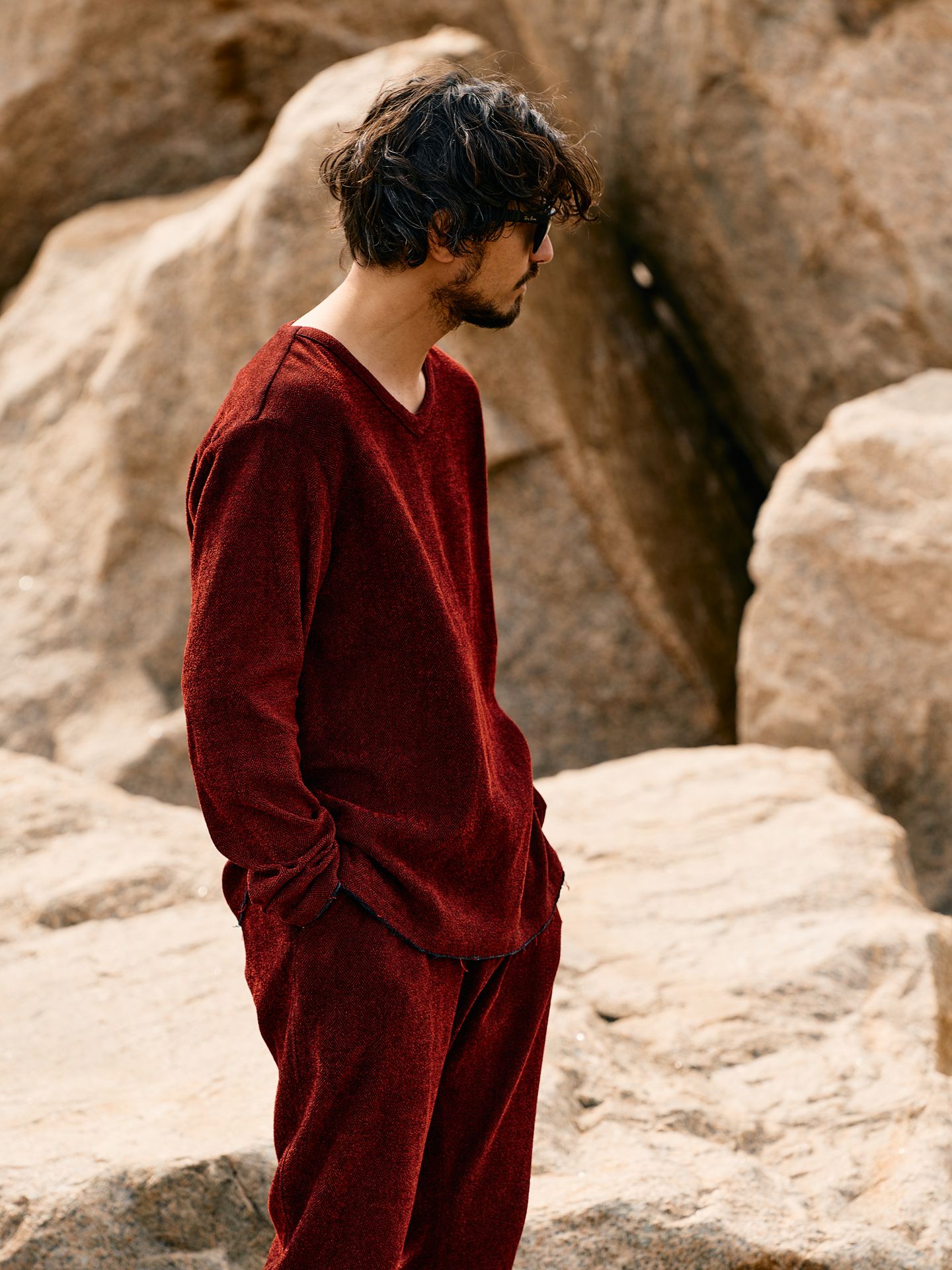 【予約品】 V-neck pullover shirt / Vネックプルオーバー / レッド