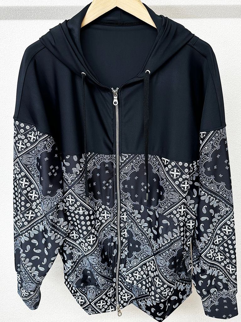 《予約品3月3日18：00締め》 Paisley RUSH OVER ZIPUP HOODIE / ラッシュガードパーカー / バンダナブラック