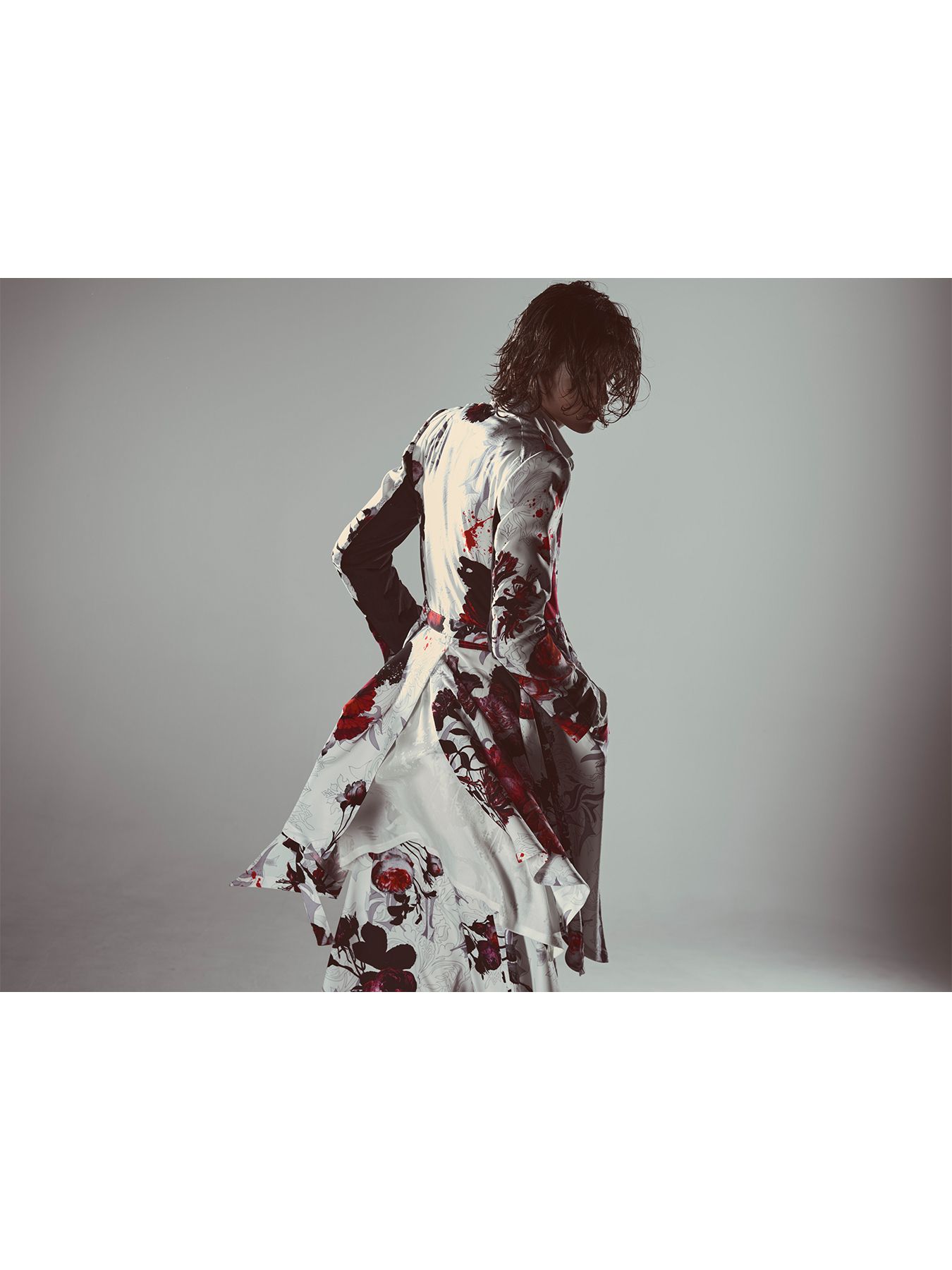 【予約品 6月29日(月) 締切】Goth Flora Suede Satin Flare Jacket / フレアジャケット / ホワイト