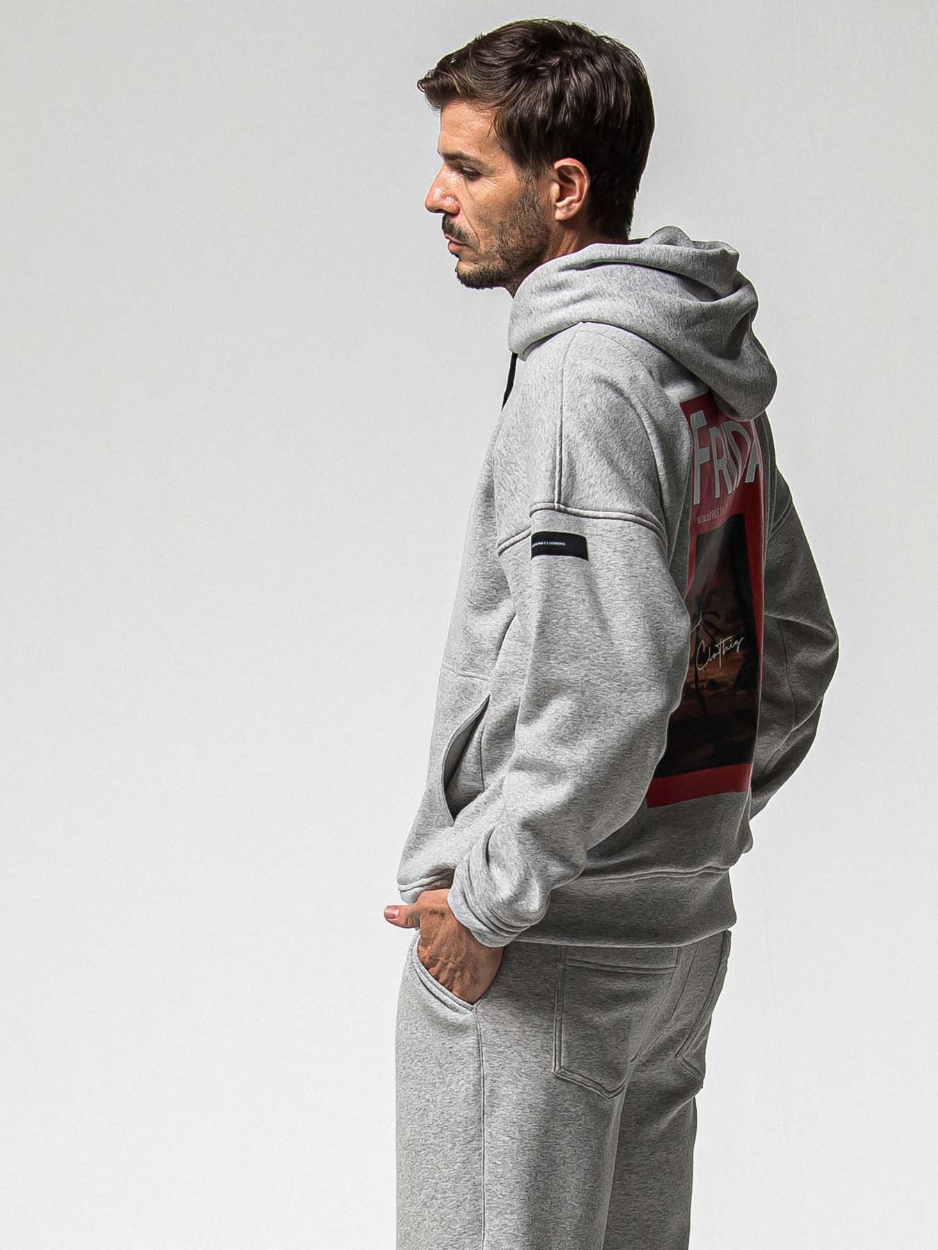 【予約品 8月31日(日) 締切】FRIDAY OLD COVER VEROURS FLEECE HOODIE / FRIDAYコラボ オールドカバー ベロアフリース フーディ / グレー