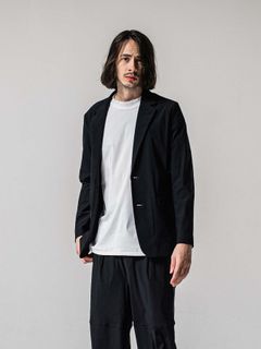 【予約品 11月16日(日) 締切】GARY LOOSE JACKET / ルーズフィット ジャージ テーラードジャケット / ナイロンブラック