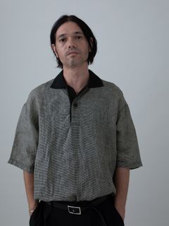 【予約品 11月23日(日) 締切】LINENSHEER POLO / リネン ポロシャツ / BEIGE千鳥