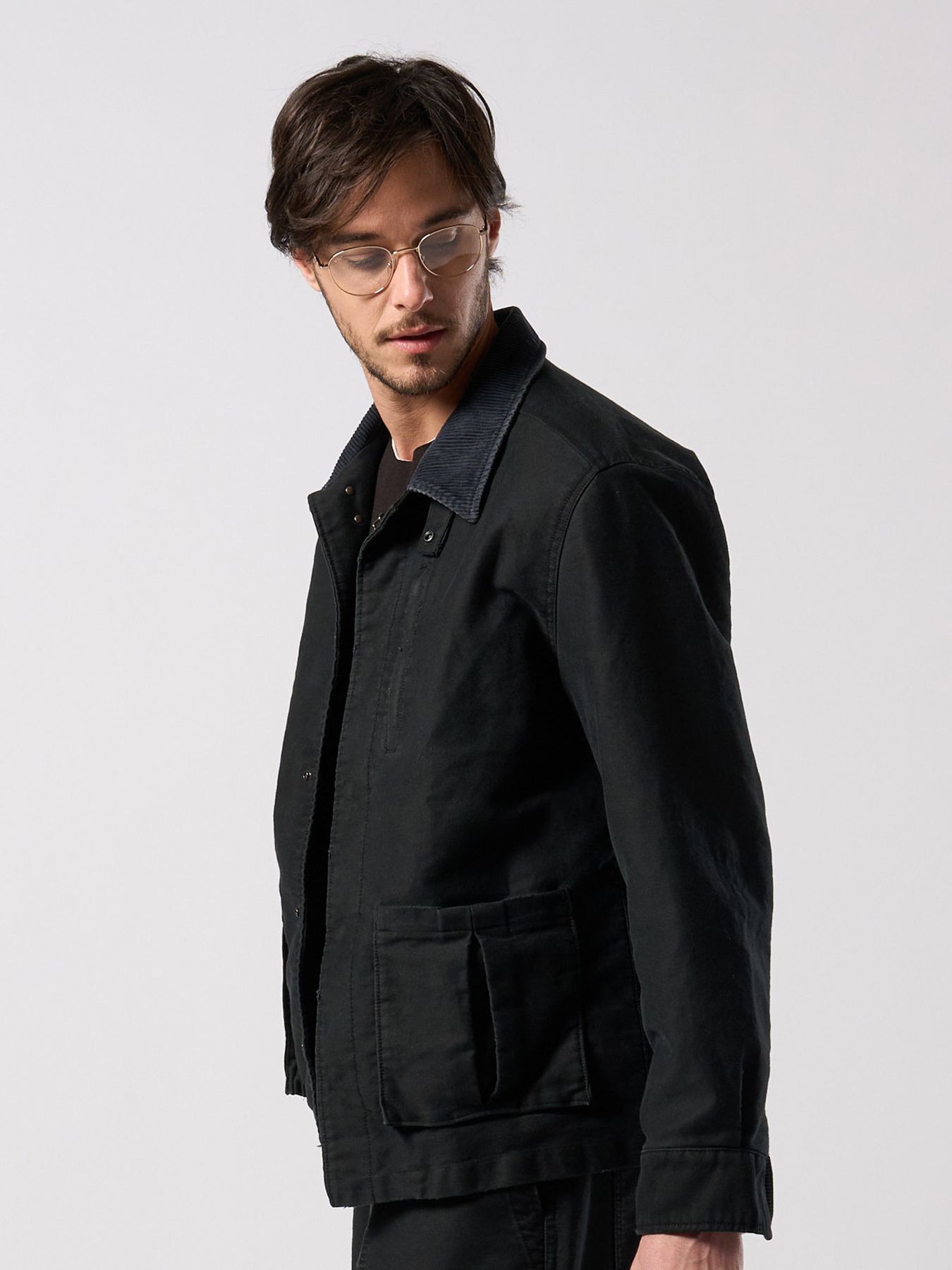 【予約品 4月19日(日) 18時締切】heavy moleskin short coverall jacket / ヘビーモールスキン ショートカバーオールジャケット / ブラック