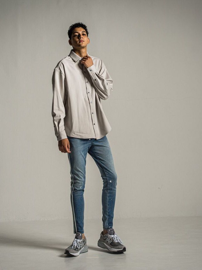 《予約9月1日18時締め》 jersey  jack shirts  / シャツ / グレー